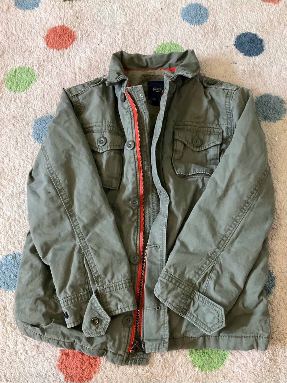 GAP Kids Olive Green Jacket with Orange Zipper